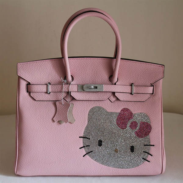 High Quality Fake Hermes Birkin Hello Kitty 35CM Togo Leather Bag Pink HK0001 (9) - Click Image to Close